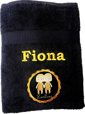 Handtuch mit Sternzeichen und Name bestickt, Duschhandtuch, Gästehandtuch, Sauna - Bild 1 von 4