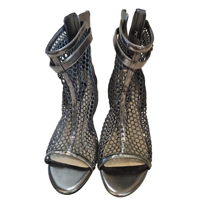 Nine West Booties Womens Peep Toe Mesh back Zipper Metallic Effect Size 8M - Image 1 of 4