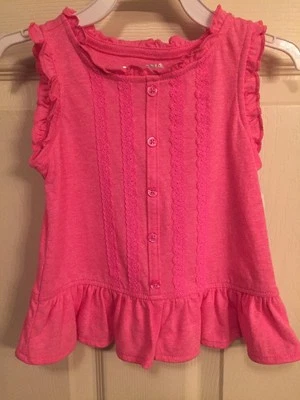 NUEVO CON ETIQUETAS - Infant Girls Arizona Jean Co. Camiseta sin mangas rosa con volantes, talla 18 meses Foto 1 de 4