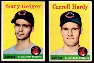 Indians SP RC Lot: 1958 Topps #446 Carroll Hardy & #452 Gary Geiger sehr guter Zustand - Bild 1 von 2