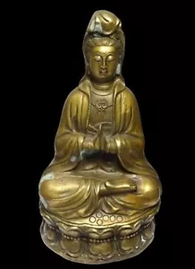 GUANYIN IN MEDITATIONSPOSITION - CHINA 19. JH. - CHINESISCHE BRONZE GÖTTIN FIGUR - Bild 1 von 12
