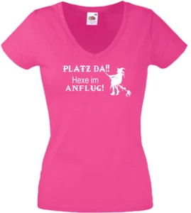 T-Shirt - Platz da! Hexe Im Anflug! - Damen Herren - Fun DE-6232 Halloween Party - Bild 1 von 6