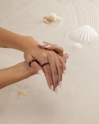 Beautiful Garnet Smooth Round Gemstone Beads Adjustable Rings For Women Girls - Image 1 of 4