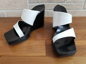 Sergio Rossi White Platform Wedge Sandals 36.5 Italy - Picture 1 of 10