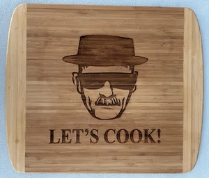 "Breaking Bad" TV series Wooden Cutting Board,  Etched "Let's Cook"  with Walter - Picture 1 of 2