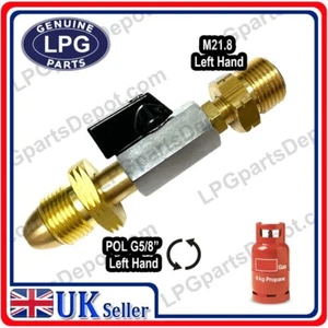 LPG gas shut off valve POL 5/8 x M21.8 LH isolator extension LONG - Picture 1 of 1