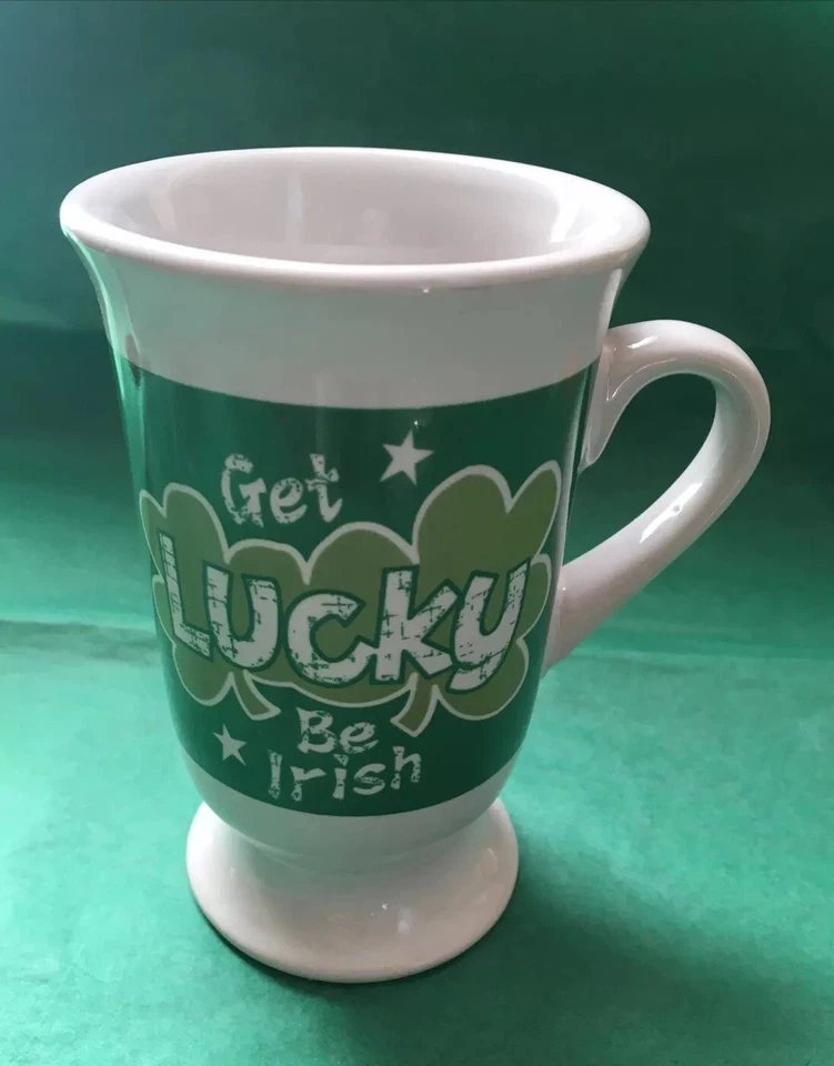 Taza de café Get Lucky🍀Be Irish Día de San Patricio 5" de alto cerámica Royal Norfolk Foto 1 de 4