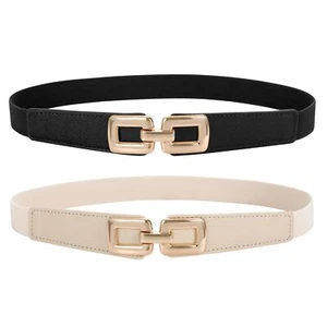 2 Pack Women Skinny Elastic Waist Belt for Dress Ladies Thin Stretch Belt wit... - Picture 1 of 7