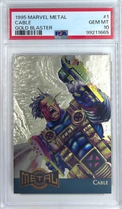 1995 Fleer Marvel Metal Gold Blaster #1 Cable PSA 10 GEM-MT - Picture 1 of 2