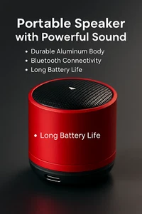 Mini Metall Bluetooth Lautsprecher 5.0 Tragbar Kabellos USB C Rot - Bild 1 von 4