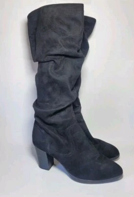 Botas holgadas blancas montaña negras Carmila tacón alto hasta la rodilla cierre de cremallera talla 8M Foto 1 de 4