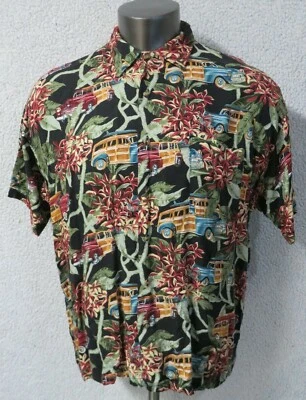 Camisa Para Hombres Colección Monzini Hawaiana Floral Talla L Manga Corta Botón Rayón Foto 1 de 4