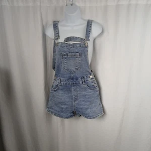 Shein Acid Wash Adjustable Straps Overalls Shorts Blue Womens Size L - Picture 1 of 12