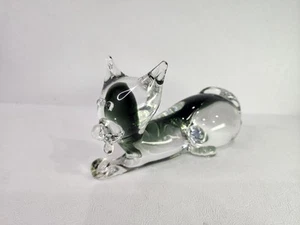 Murano Glass Cat Figurine Sculpture Smokey Gray Sitting MCM Vintage - Picture 1 of 15