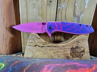 Cuchillo abierto asistido por resorte Wartech rosa/azul PWT456E Foto 1 de 4