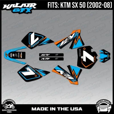 Kit de gráficos para KTM 50SX (2002-2008) MINI ADVENTURE PRO SR JR Bash Series-Cyan Foto 1 de 4