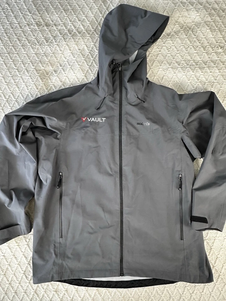 Chaqueta de Lluvia Solaris XL Soft-Shell Gris Impermeable Con Capucha "Bóveda" Bordada Foto 1 de 4