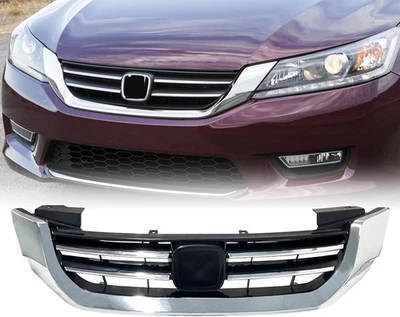 Chrome Front Bumper Upper Grille Grill Fit for 2013 2014 2015 Accord Sedan Honda - Image 1 of 4