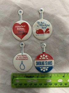 4 botones de alfileres de lengüeta vintage anticigarrillo hacer el amor no fumar matar burlas - Imagen 1 de 2