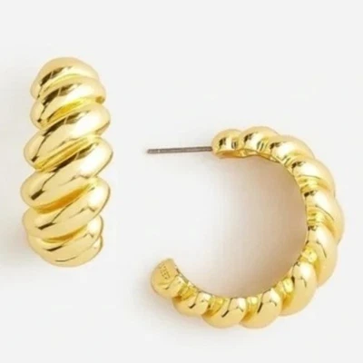 Pendientes de aro en espiral de oro J.Crew gruesos inspirados en la fiesta navideña de colección BU938 Foto 1 de 4