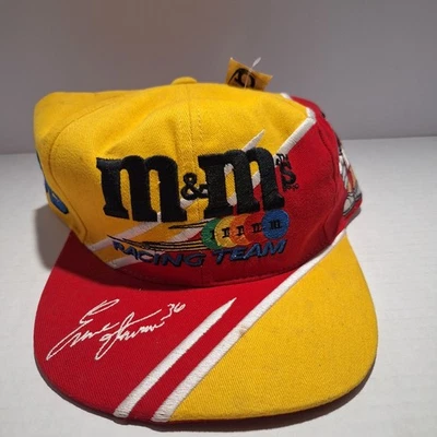 CFS Ernie Irvan #36 M&M’s Racing Team Yellow & Red Vintage NASCAR Cap Snap-Back  - Image 1 of 4