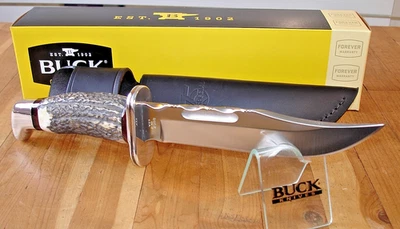 LEROY REMER CUSTOM BUCK KNIFE 119 SPECIAL 2000 420HC BLADE ELK ANTLER HANDLE USA - Image 1 of 4