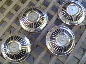 4 VINTAGE 1963 63 CHEVROLET IMPALA BEL AIR NOMAD WHEEL COVERS HUBCAPS CENTER CAP - Picture 1 of 23