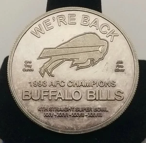 1993 AFC Champions Buffalo Bills 1 Oz .999 Silver Round #20202 - Picture 1 of 3