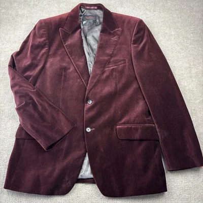 Blazer Di Quattro Masculino Tamanho 42 R Vintage Borgonha Marrom Veludo Look Casaco Terno - Imagem 1 de 4