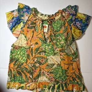Farm Rio Shirt Top Womens M Caipirinha Tropical Coastal Colorful Cotton USA - Picture 1 of 6