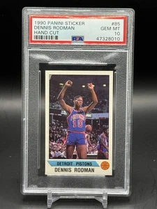 1990 Panini Sticker Dennis Rodman Hand Cut Graded PSA 10 Gem Mint POP 7 - Picture 1 of 2