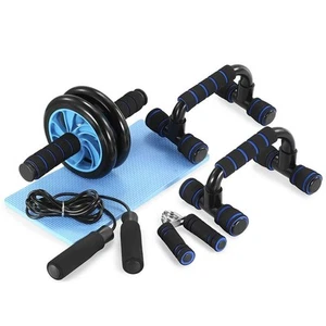 AB Wheel Roller Kit with Push-Up Bar, Knee Mat, Jump Rope and Hand Gripper - ... - Picture 1 of 6