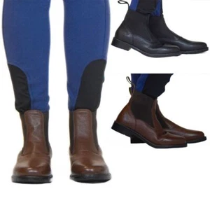 Stivali Elasticizzati Comfort Adulti Nero Marrone Equitazione Jodhpurs UK 5-8 - Foto 1 di 1