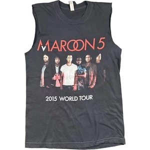 Weinrot 5 2015 Welttournee T-Shirt ärmellos abgeschnitten Erwachsene Etikett kleines schwarzes Band - Bild 1 von 7