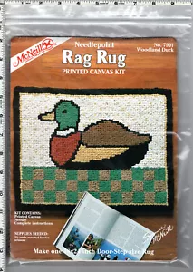 "Woodland Duck" McNeill Needlepoint Rag Rug Printed Canvas Kit # 7901 18" x 24" - Picture 1 of 3