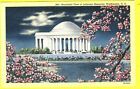 VINTAGE LINEN POST CARD !  MOONLIGHT VIEW  of JEFFERSON MEMORIAL  WASHINGTON DC
