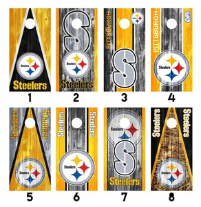 Pittsburgh Steelers Cornhole Wrap Skin Decal Vinyl Sticker MANY DESIGNS SK27 - Picture 1 of 1