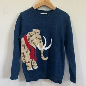 Tucker + Tate Sweater Boys 4 Navy Christmas Holiday Elephant Woolly Mammoth NWT - Picture 1 of 5
