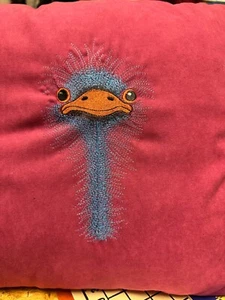 Gorgeous Designer CERISE Suedette Embroidered EMU Cushion - Picture 1 of 1
