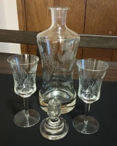 Leonard Crystal, Cut Floral, Liquor Decanter & 2 Matching Goblets, Romania - Picture 1 of 5