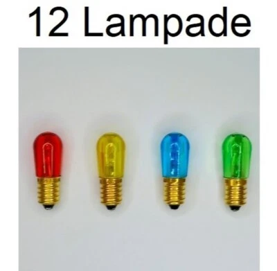 12 lampade di ricambio MULTICOLORE A LED 14V E14 per catenaria 20 luci A LED - Immagine 1 di 4