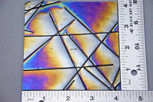 4" x 4" CHOPSTIX TEXTURE ON BLACK IRIDIZED BULLSEYE 3mm THICK GLASS 90 COE - Picture 1 of 4