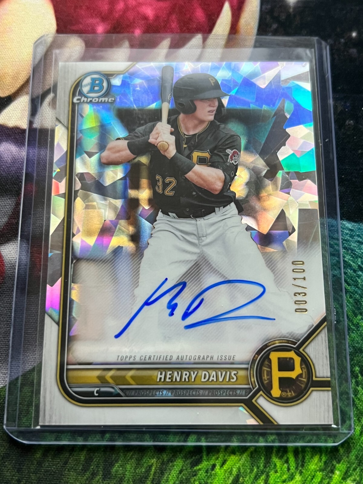 2022 Bowman Chrome HENRY DAVIS Prospect Atomic Auto Autograph CPA-HD /100