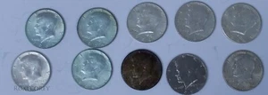 1964 Lote de 10 monedas de medio dólar John F. Kennedy 50C 90 % plata - Imagen 1 de 2