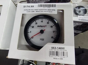Tacómetro Holley Performance 553-146W EFI CAN 3 3/8" 8 K RPM cara blanca BlackBez - Imagen 1 de 5