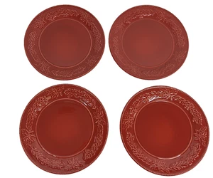 Williams Sonoma Bordallo Pinheiro Red Poinsettia Christmas Dinner Plate 11" - Picture 1 of 4