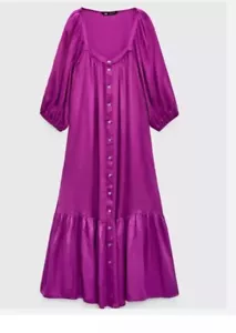 Zara AW21 Long Satin Tunic Dress Violet XS M Silky BNWT - Picture 1 of 1