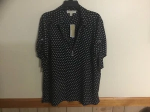 Michael Kors Women's Zip Front Top BlackWhite XL Classic MU94BY5CFE New With Tag - Picture 1 of 5