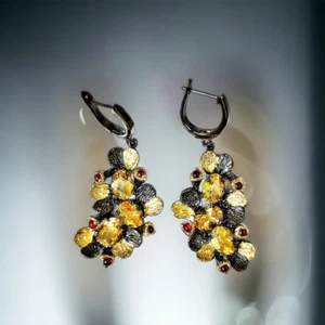 Natural Citrine Earrings Elegant Sterling Silver Jewelry Mother's Day Gift - Picture 1 of 6