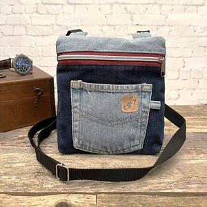 Handgefertigte kleine Jeans Tasche - Umhängetasche für Kinder & Teenager Damen - Bild 1 von 12